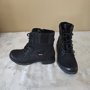 Romika Ankle Boots Waterproof Zipper Lace-Up Design Black SZ 38